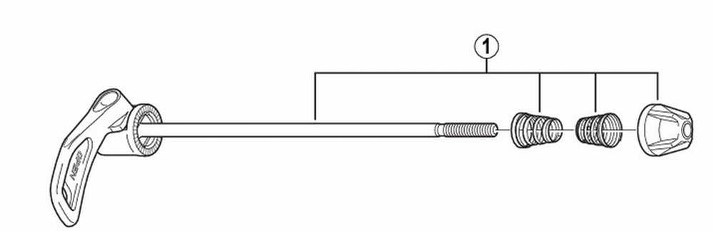 SPR1 Snelspanner Shimano Alu 163mm Past Op Naaf 130mm Zwart